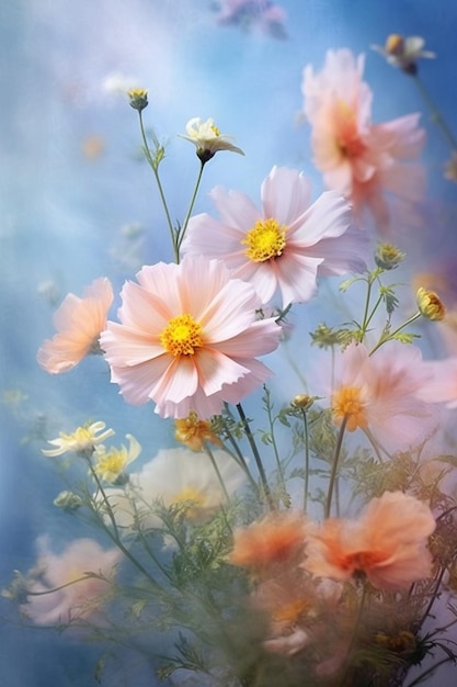 Um belo fundo floral em cores pastel