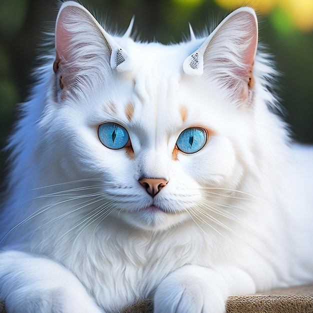 Um belo gato branco estão deitados arte gerada por IA