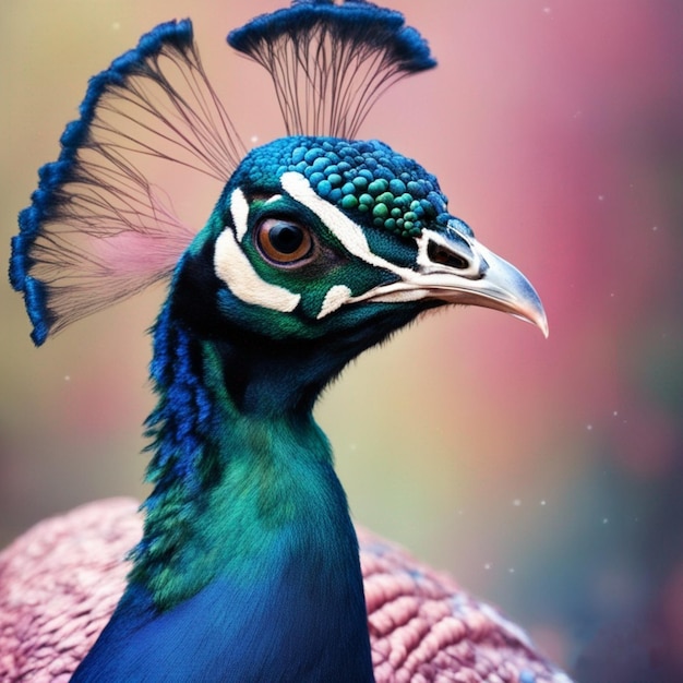 um belo pavão colorido em AI
