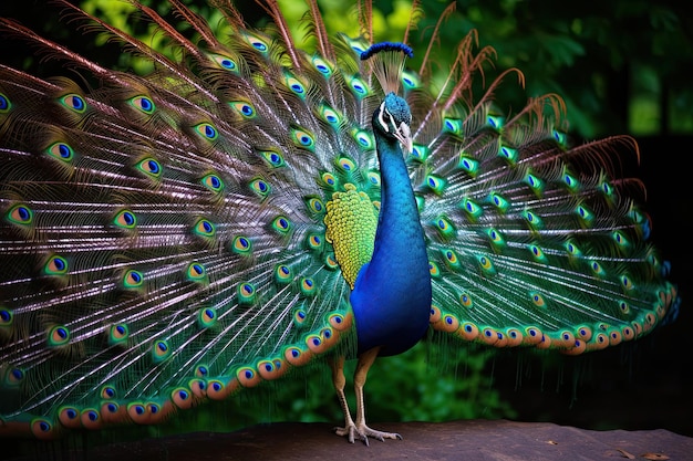 Um belo pavão no parque da praia de bang pu, na tailândia, gerado pela ia.