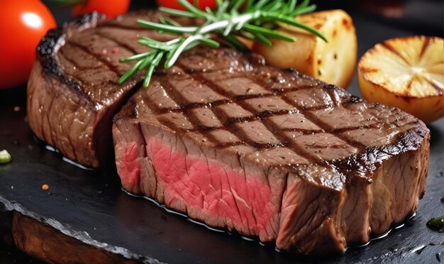 Um bife bem temperado um bife suculento cozido