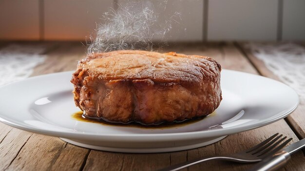 Foto um bife frito na mesa.