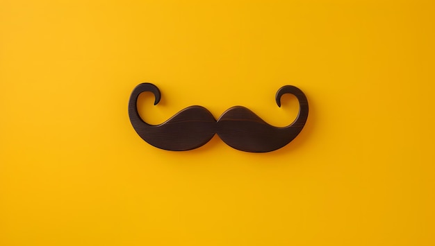 Um bigode de madeira icônico em um fundo amarelo vibrante