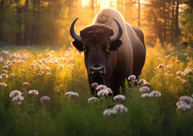 Um bisão é um grande bovino do gênero Bison