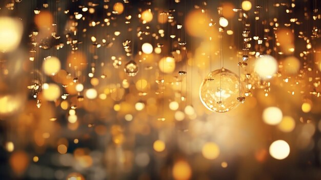 Foto um bokeh dourado com luzes desfocadas em tons quentes de ouro