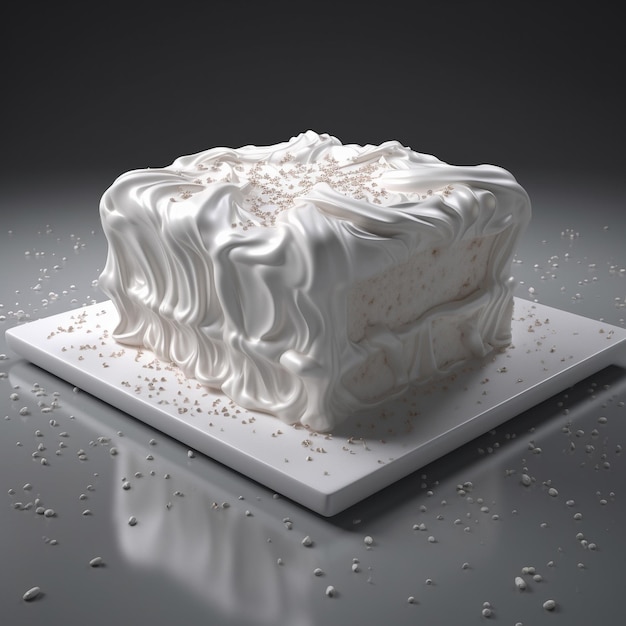 Foto um bolo branco com cobertura branca e um bolo branco por cima.