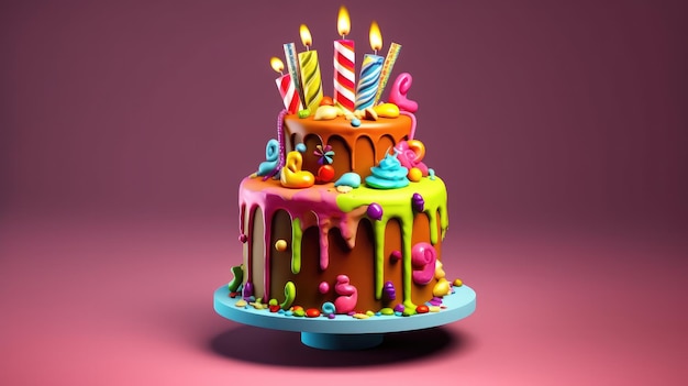 Um bolo com glacê colorido e o número 7 nele