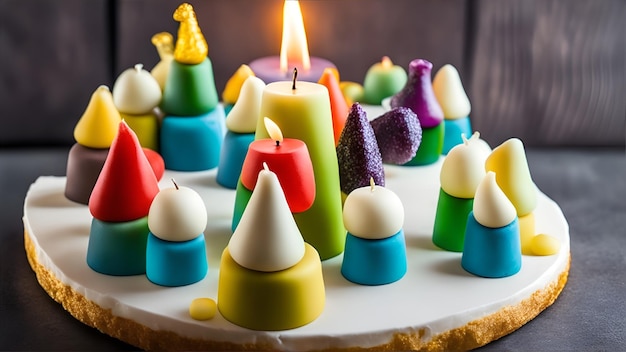 Foto um bolo com velas que diz 