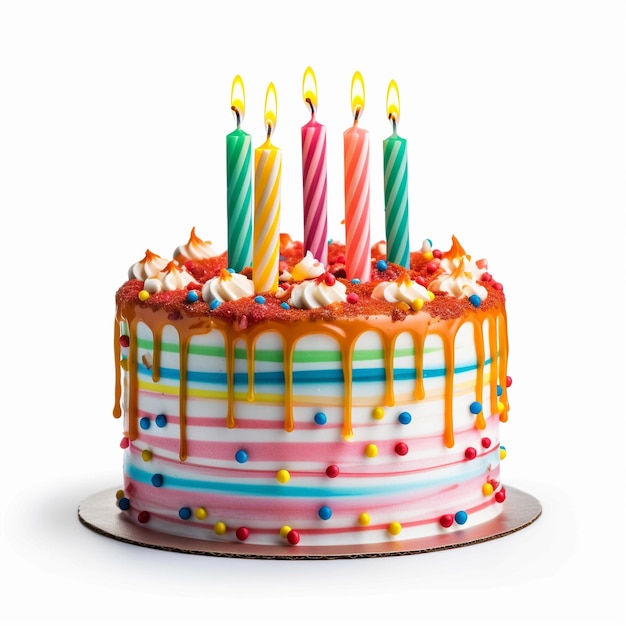 um bolo de aniversário com velas e um bolo com o número 6.