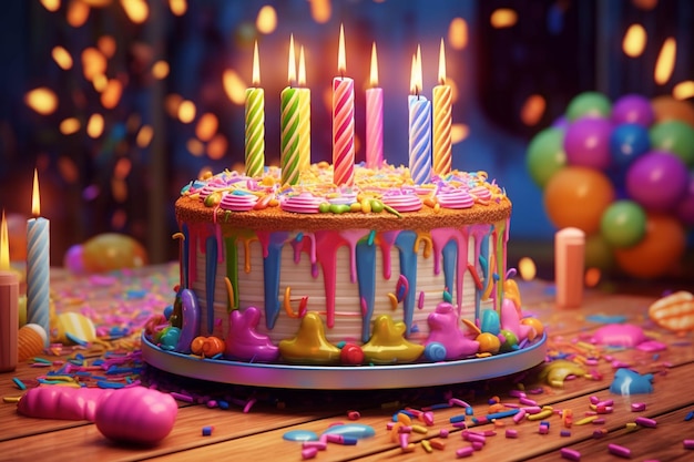 um bolo de aniversário com velas