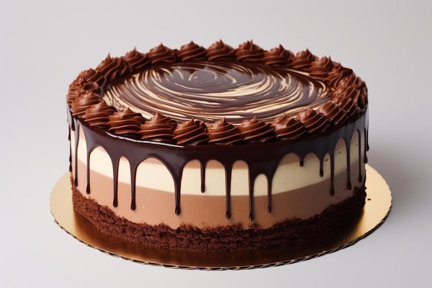 um bolo de chocolate com calda de chocolate