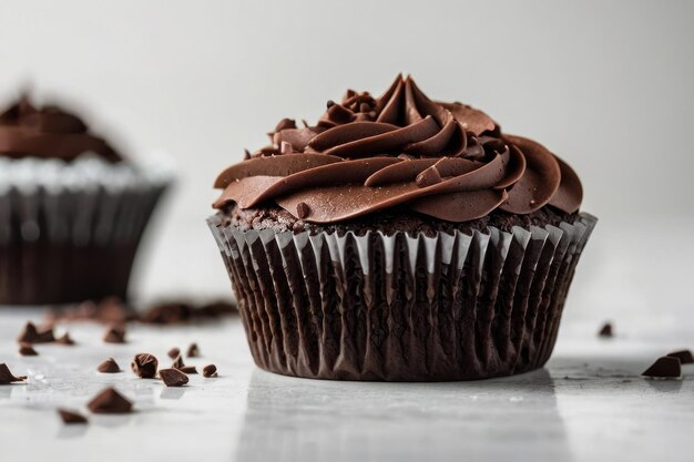 um bolo de chocolate com fundo branco limpo