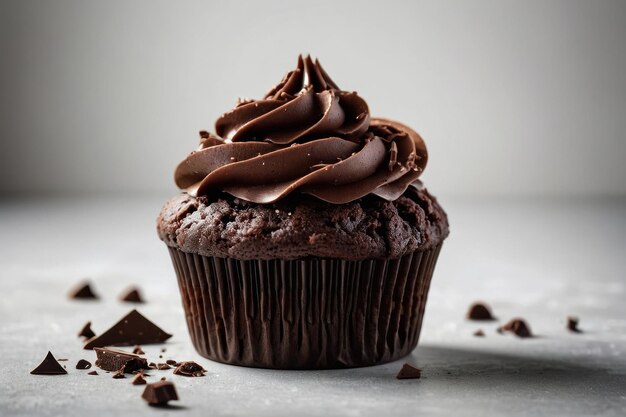 um bolo de chocolate com fundo branco limpo