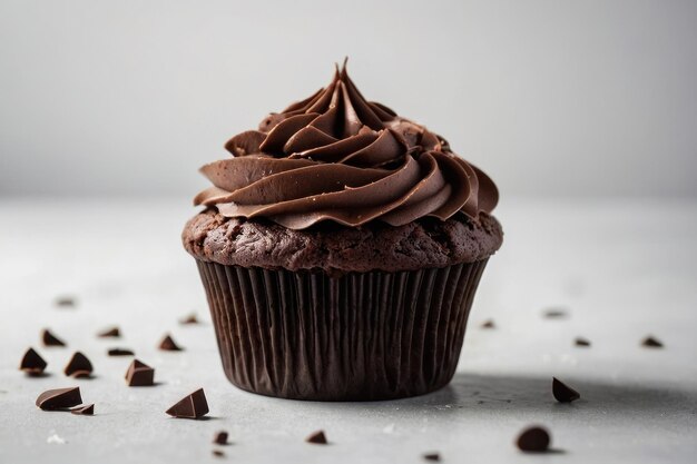 Foto um bolo de chocolate com fundo branco limpo