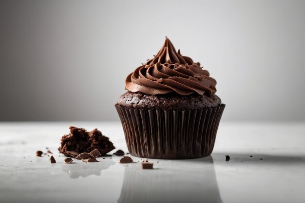 Foto um bolo de chocolate com fundo branco limpo