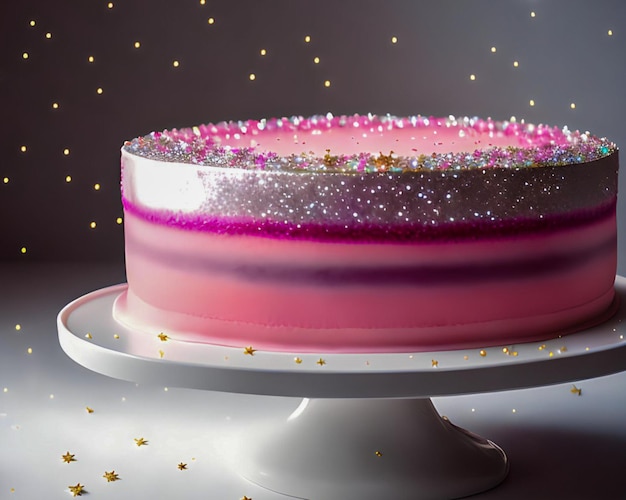 Bolo Rosa com Glitter, Glow Cake