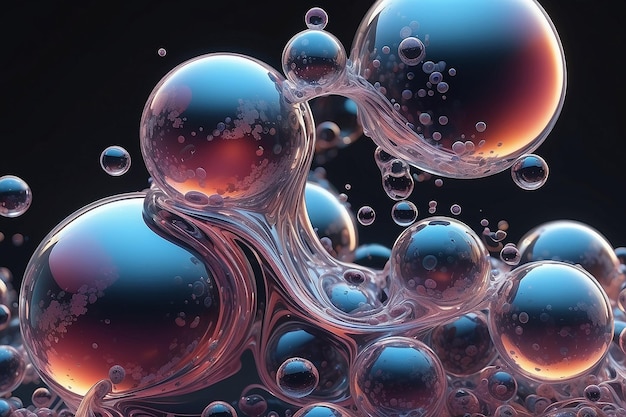Um bom líquido transparente com bolhas fluindo IA gerativa