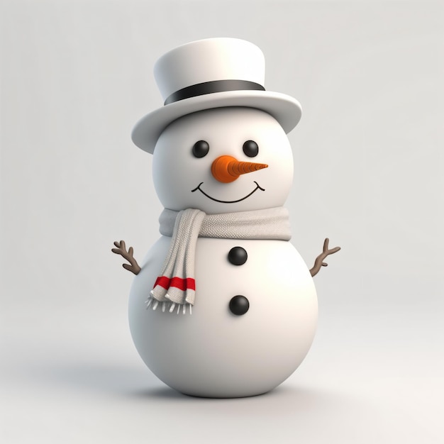 um boneco de neve usando chapéu e lenço