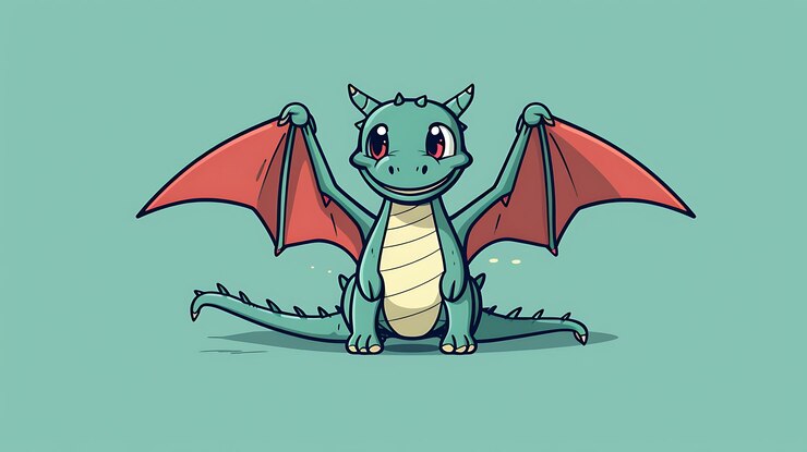 Foto um bonito fundo de desenho animado de dragão pastel.