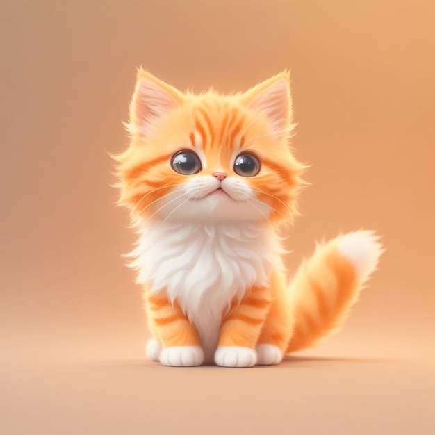 Foto um bonito gato laranja de desenho animado 3d