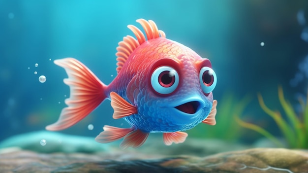Foto um bonito personagem de desenho animado de peixe gong magur ai generative