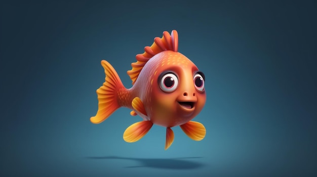 Um bonito personagem de desenho animado de peixe phutni puti Ai Generative