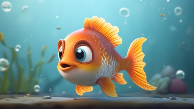 Um bonito personagem de desenho animado de peixe rui Ai Generative