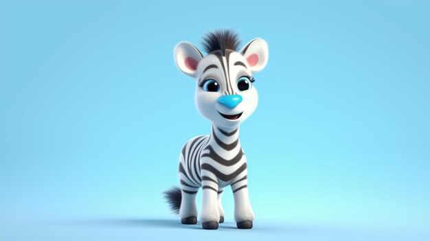 Um bonito personagem de desenho animado de zebra Ai Generative