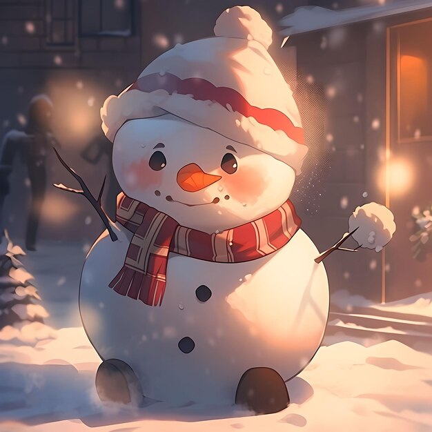 Um bonito quadro de Natal de um boneco de neve.