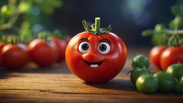 Um bonito tomate de desenho animado.