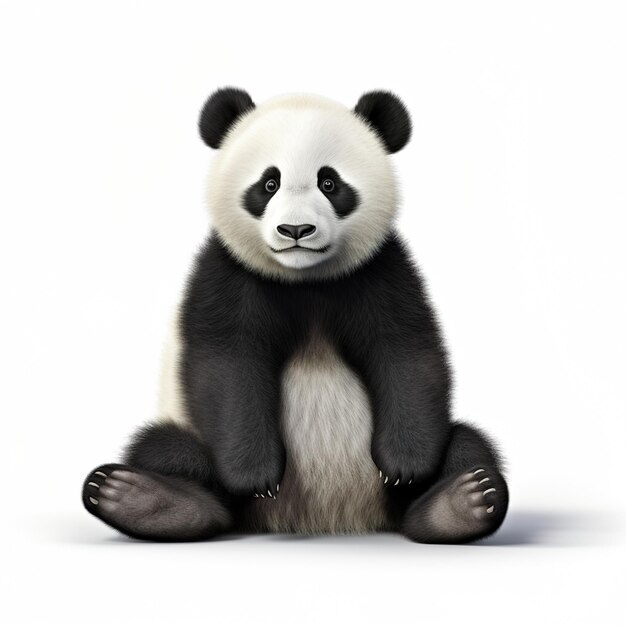 Um bonito urso panda sentado