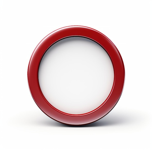 um botão redondo vermelho sobre um fundo branco