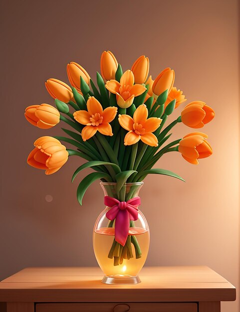 Um bouquet vibrante de flores tuberosas iluminadas pela luz quente de um pôr-do-sol de verão gerado