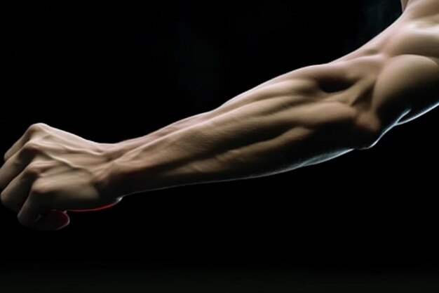 Foto um braço muscular de um homem e seus músculos são visíveis