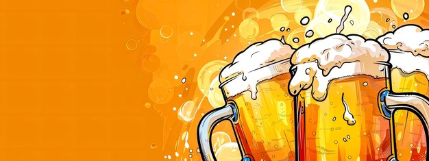 Um brinde à amizade. ilustração de torrada de cerveja espumosa.