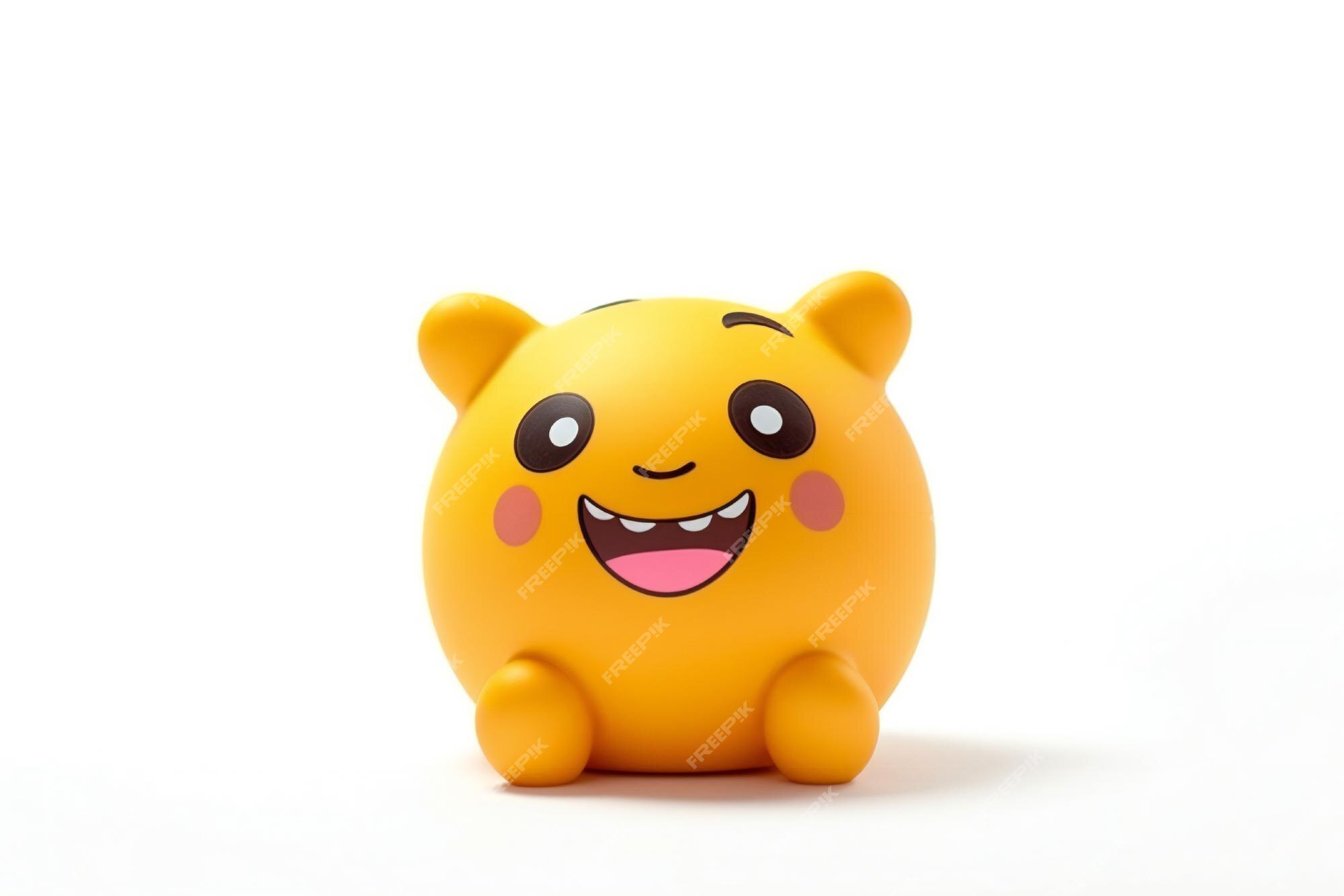 Um brinquedo amarelo com um grande sorriso nele