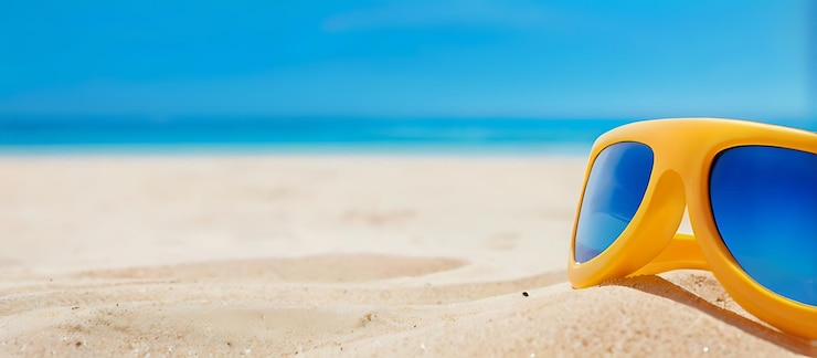 Foto um brinquedo de plástico com uma tampa azul senta-se na praia
