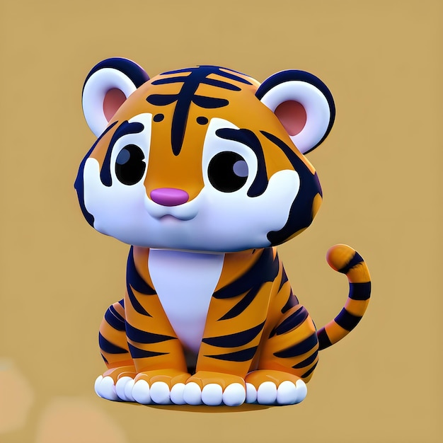 Um brinquedo de tigre com uma faixa branca na cara.