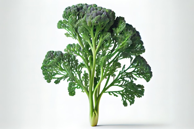 Um Broccolini natural com fundo branco