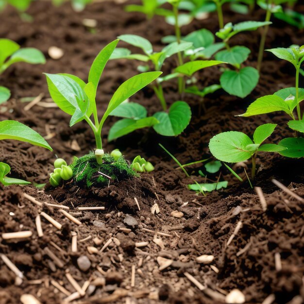 um broto verde estão crescendo a partir do solo rico que significa esperança e crescimento