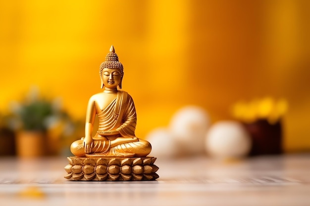 Um Buda senta-se em Vesak Buddha Purnima dia com espaço de cópia fundo para o dia do festival de Vesak