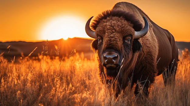 um búfalo num campo