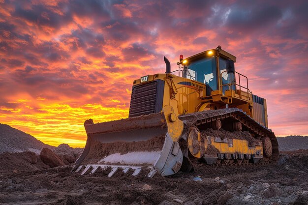 Um bulldozer operando em uma paisagem de terra Generative Ai