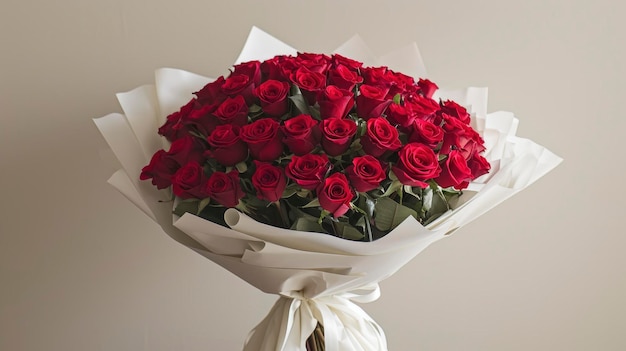Um buquê cativante com 52 rosas vermelhas