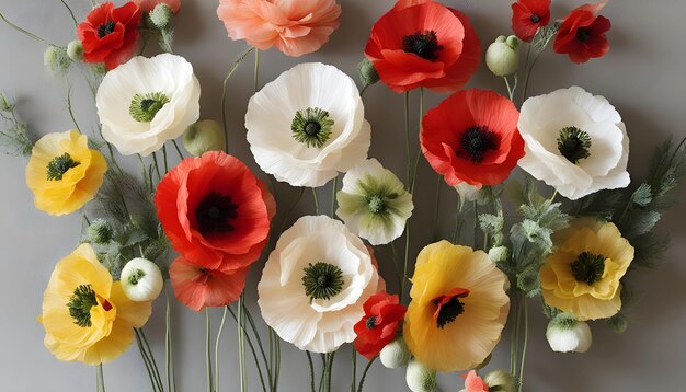 um buquê de flores com a palavra primavera na parte de baixo