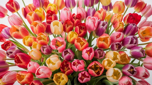 um buquê de flores com o nome de tulipas na parte inferior