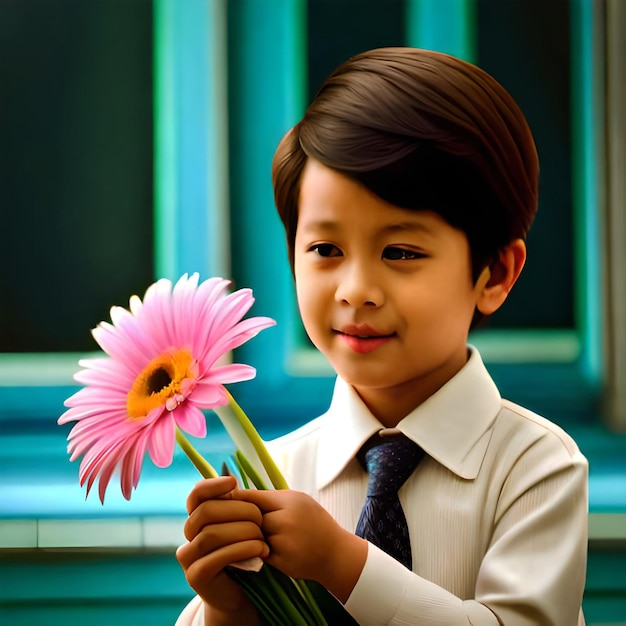 Um buquê de flores de menino