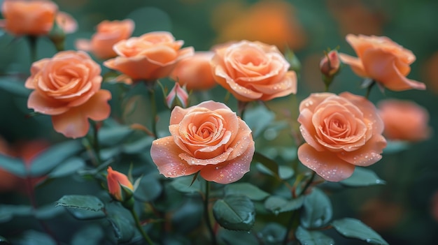 Um buquê de rosas laranja em um local de recepção de casamento