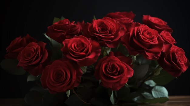 Um buquê de rosas vermelhas flores de amor romântico