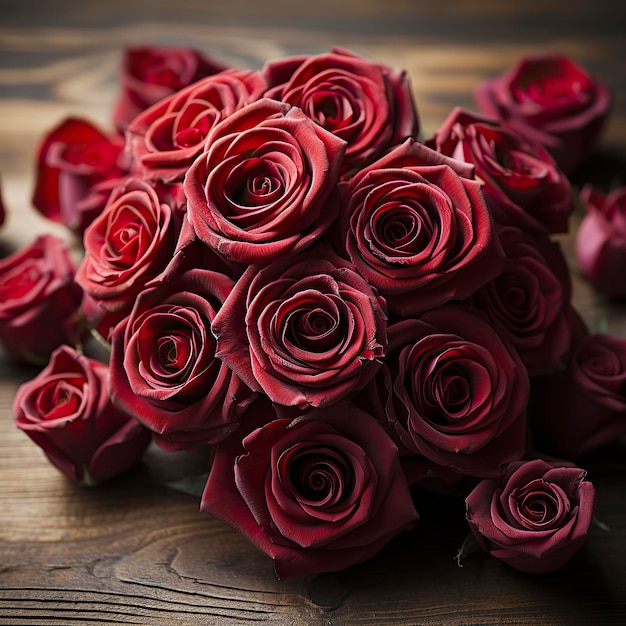 Um buquê de rosas vermelhas amp Flores em uma caixa em forma de coração Valentines Presente Especial Feliz Valentines